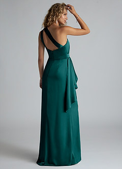Azazie Maive Robes de demoiselle d'honneur Robe Fourreau en Satin extensible Rayé Paon image3