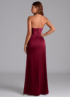 Azazie Claudelle Jurken voor bruidsmeisjes Jurk van Stretch Satijn met Zeemeermin Strapless Bourgondië image7