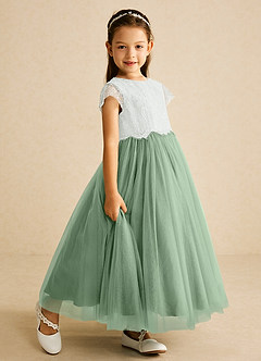 Azazie Bumblebee Flower Girl Klänningar Klänning A-Linje i Tyll Spets image2
