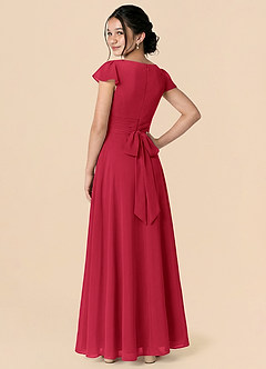 Azazie Payton Linia A Ukłon Szyfon Długość podłogi Młodsza druhna Sukienka image2