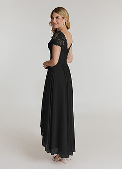 Azazie Thais Mother of the Bride Dresses Black A-Line Lace Chiffon Dress image4