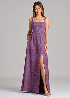Azazie Debra Bridesmaid Dresses Wisteria A-Line with Pockets Floral Burnout Dress image5