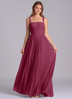 Azazie Mina Final Sale Mulberry A-Line Pleated Chiffon Dress image4