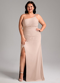 Azazie Eren Jurken voor bruidsmeisjes Jurk van Chiffon met Kolom One-shoulder Engelse Roos image9