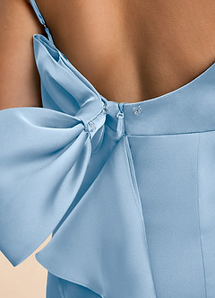 Azazie Lioren Junior Powder Blue Sheath Bow Stretch Satin Dress image6