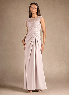 Azazie Santa Barbara Final Sale Blushing Pink Sheath Pleated Stretch Satin Dress image4