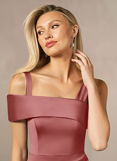 Azazie Laramie Mère de la mariée Robes Robe Sirène en Satin extensible Plissée Antique Rose image5