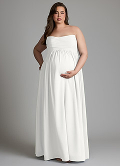 Azazie Saige Maternity Bridesmaid Dresses A-Line Pleated Chiffon Floor-Length Dress image9