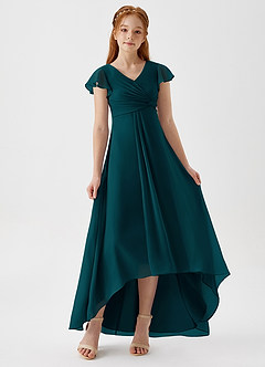 Azazie Breanne Junior Pine A-Line Chiffon Dress image1