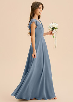 Azazie Anysa Junior Robe Trapèze en Mousseline de soie Rayé Violet Crépusculaire image4