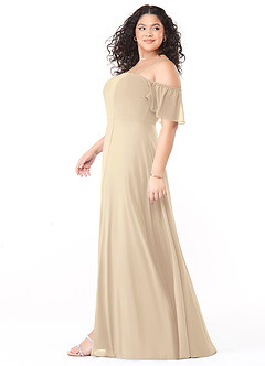 Azazie Sue Bridesmaid Dresses Champagne A-Line Off the Shoulder Chiffon Convertible Dress image9