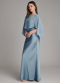 Azazie Ambra Bridesmaid Dresses Dusty Blue Mermaid Pleated Stretch Satin Dress image6