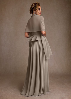 Azazie Josabeth Abiti per la Madre della Sposa Abito A-Line in Chiffon Plissettato Taupe image3