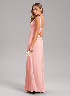 Azazie Frostine Bridesmaid Dresses Powder Pink A-Line Bow Stretch Satin Dress image13