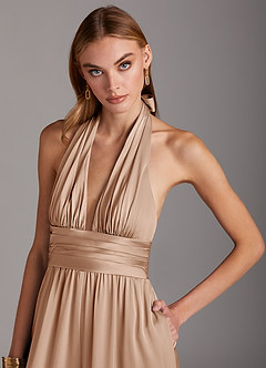 Azazie Oli Brudtärnklänningar Jumpsuit av i Stretch Satin Plisserad image6