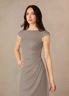 Azazie Janie Mother of the Bride Dresses Taupe Mermaid Lace Dress image3