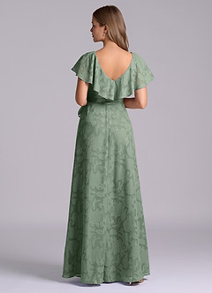 Azazie Lainey Bridesmaid Dresses Matcha A-Line with Pockets Floral Burnout Dress image2