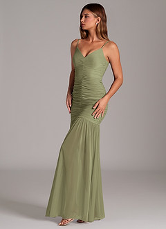 Azazie Aimie Bridesmaid Dresses Pistachio Mermaid Mesh Dress image3