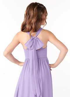 Azazie Jaylah Junior Lilac A-Line Ruched Chiffon Dress image3