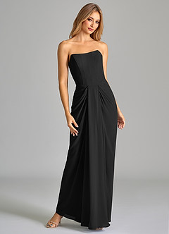 Azazie Anaïs Bridesmaid Dresses Black Sheath Strapless Chiffon Dress image4
