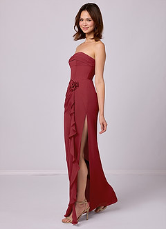 Barbie ♥ Azazie Bridesmaid Dresses Pomegranate Sheath Strapless Chiffon Convertible Dress image2