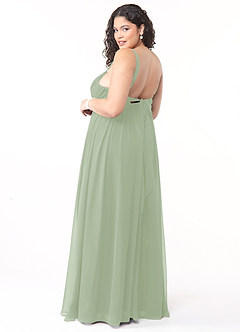 Azazie Aziza Bridesmaid Dresses Dusty Sage A-Line V-Neck Pleated Chiffon Dress image10
