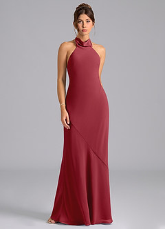 Azazie Velli Bridesmaid Dresses Pomegranate Mermaid Bow Chiffon Dress image6