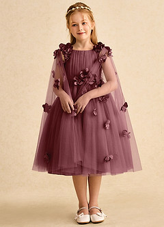 Azazie Staria Blumenmädchenkleider Ballkleid Gestreift Tüll Kleid Wüstenrose image3