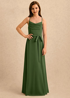 Azazie Jasslyn Girls Formal Sukienki dla dziewczynek sypiących kwiaty Linia A Pofałdowany Szyfon Długość podłogi Sukienka image4