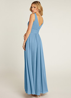 Azazie Pierrette Bridesmaid Dresses Steel Blue A-Line Pleated Chiffon Dress image4