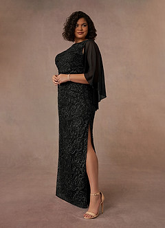 Azazie Collins Mother of the Bride Dresses Black Sheath Lace Dress image8