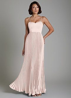 Azazie Micah Bridesmaid Dresses Blushing Pink A-Line Corset Stretch Satin Convertible Dress image7