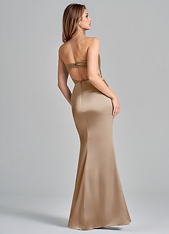 Azazie Olea 신부 들러리 드레스 인어 스트랩리스 스트레치 새틴 바닥 길이 드레스 image5