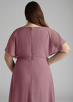 Azazie Aaliyah Modest Bridesmaid Dresses A-Line Scoop Pleated Chiffon Floor-Length Dress image10