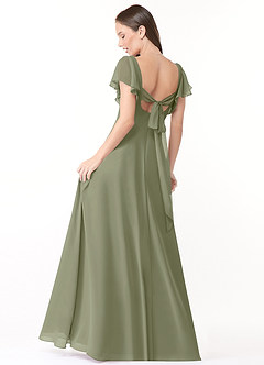 Azazie Syenna Robes de demoiselle d'honneur Robe Trapèze en Mousseline de soie Rayé Pistache image2