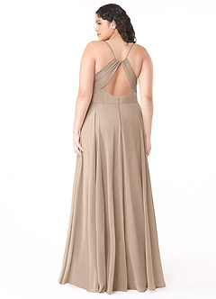 Azazie Avelina Bridesmaid Dresses Taupe A-Line V-Neck Pleated Chiffon Dress image7
