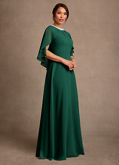 Azazie Winnifred Abiti per la Madre della Sposa Abito A-Line in Chiffon Perline Smeraldo image2