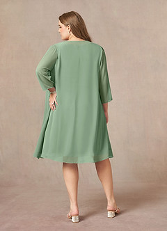 Azazie Shirley Mère de la mariée Robes Robe Trapèze en Mousseline de soie Plissé Scoop Matcha image9