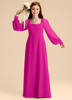 Azazie Bondi Junior Abito A-Line in Chiffon Blusa Fucsia image7