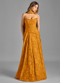 Azazie Gabriela Bridesmaid Dresses Butterscotch A-Line Strapless Floral Burnout Dress image3