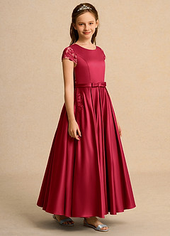 Azazie Bunny Girls Formal Blumenmädchenkleider Ballkleid Spitze Kleid Scharlachrot image5