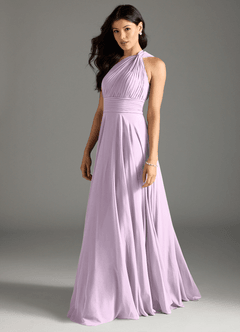 Azazie Charlize Vestidos de madrinha de casamento Vestido Lilás Fosco de Chiffon de Linha A com Um ombro image4