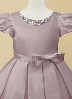 Azazie Jewel Robe Demoiselle D'honneur Fillette Robe Princesse en Mat Satiné Plissée Crépuscule image7