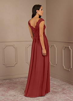 Azazie Amethyst Mother of the Bride Dresses Rust A-Line V-Neck Sequins Chiffon Dress image5