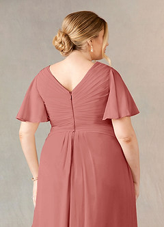 Azazie Morning Glory Mother of the Bride Dresses Antique Rose A-Line V-Neck Ruched Chiffon Dress image10