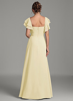 Azazie Dacia Bridesmaid Dresses Lemon Sorbet A-Line Ruched Chiffon Dress image5