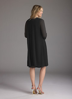 Azazie Sunny Mother of the Bride Dresses Black A-Line Pleated Mesh Dress image4