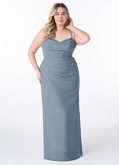 Azazie Mai Bridesmaid Dresses Twilight Sheath Pleated Chiffon Dress image7