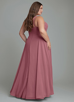 Azazie Shaude Vestidos de damas de honor Vestido Rosa Del Desierto de Gasa de Línea A con Plisado image7