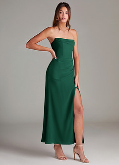 Azazie Leonis Bridesmaid Dresses Emerald Mermaid Strapless Chiffon Convertible Dress image8